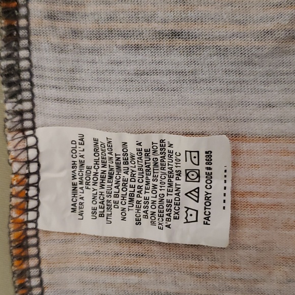 L/G 14/16 GRAY POCKET ORANGE WHITE AND GRAY STRIPED SHORTSLEEVE 100%COTTON TEE - Picture 4 of 5